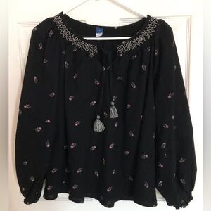 Black Embroidered Women's Top